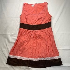 Dressbarn Midi Dress Pink Brown Cotton Womens Plus Size 16W